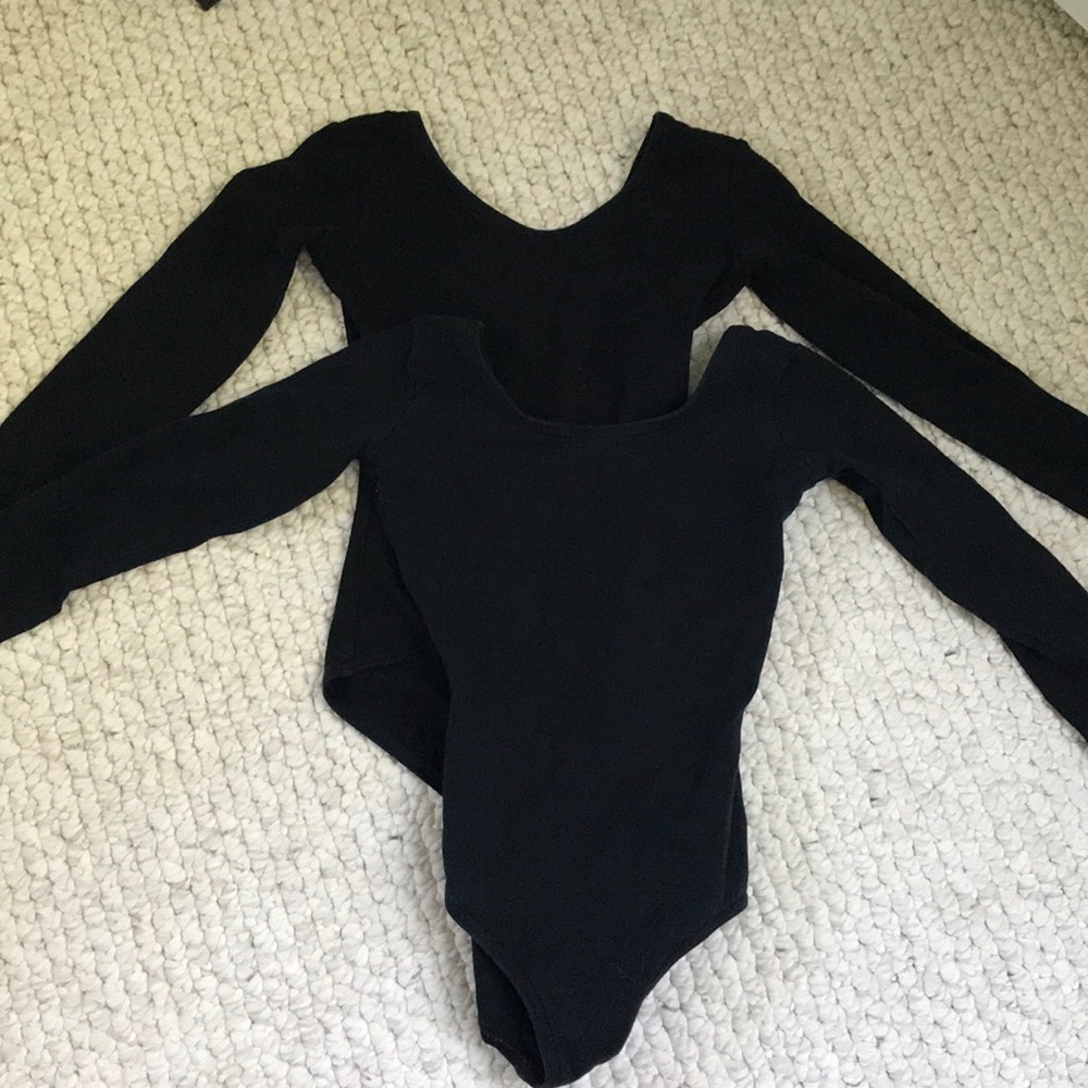 Capezio Black LS Leotards sz S- set of 2